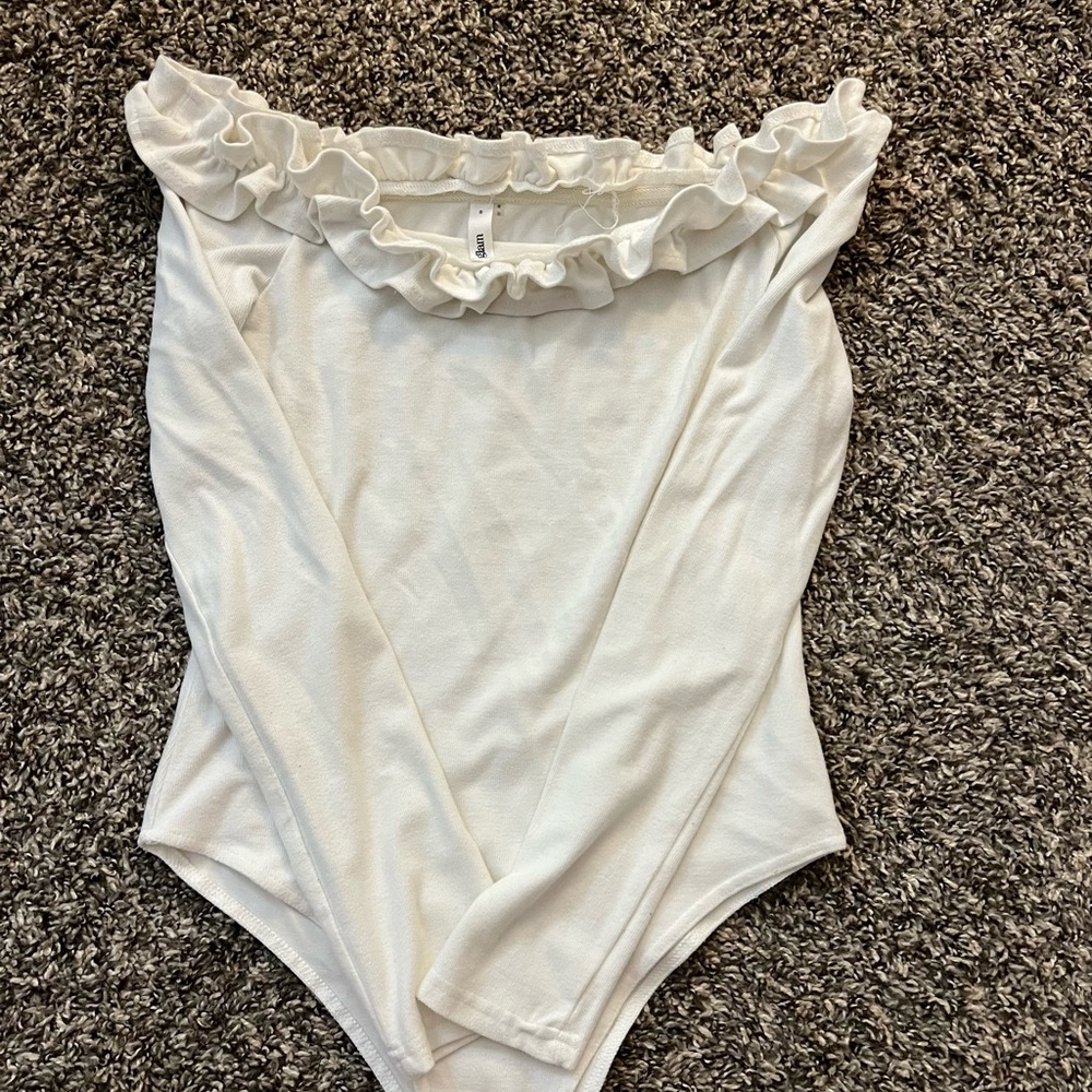 Glam Cream Ruffled Bodysuit